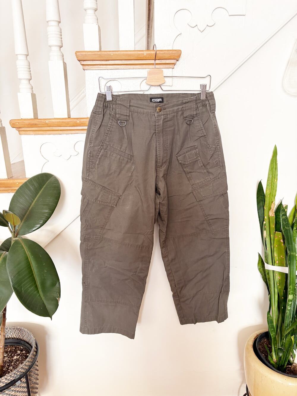 CQR Cargo Pants Olive Ripstop Tactical Utility Combat Straight Leg Size 30W/30L